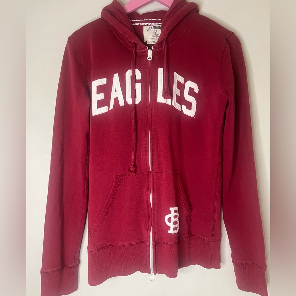 Banner 47 Eagles Red White Zip Up Hoodie Sweatshirt Slim Fit M Unisex